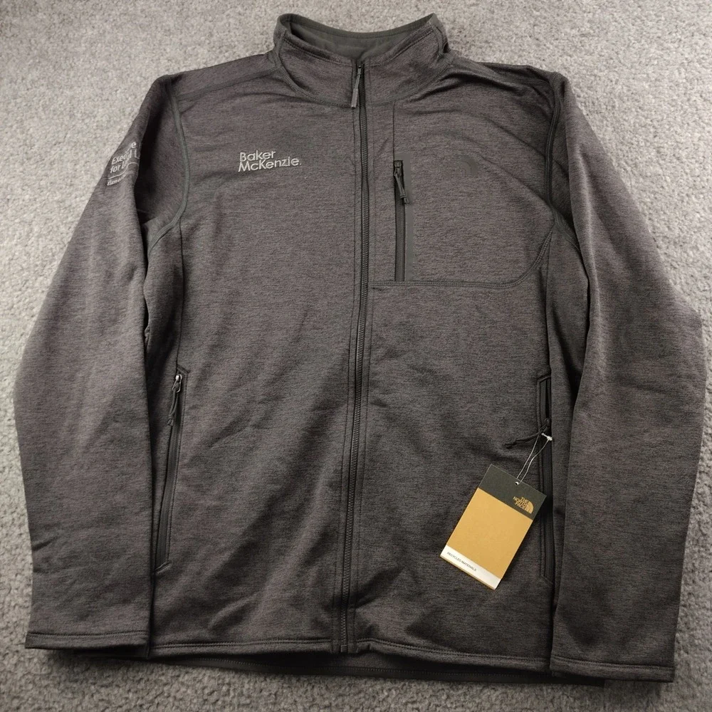 The North Face Fleece Jacket Mens Large Skyline Dark Grey Embroidered NWT